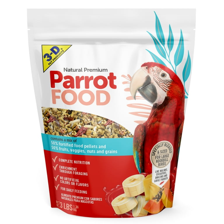 3 D Pet Products Natural Premium Parrot Food with Fortified Pellets 3 lbs