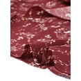 thumbnail image 6 of Agnes Orinda Women's Plus Size Blouse Ruffle Front Smocked Sleeves V Neck Solid Casual Tops 2X Wine Red Floral, 6 of 7