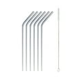 thumbnail image 1 of BambooMN Reusable Stainless Steel Metal Drinking Straws - 8" Bent Straws w/ 6x Cleaning Brushes - 36 Pack, 1 of 5