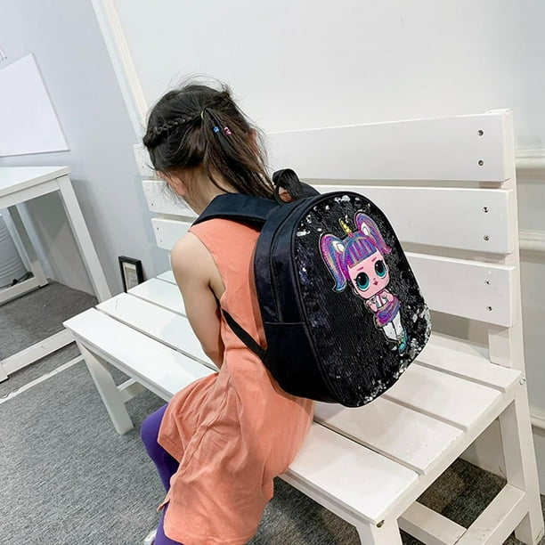 Bolsa Mochila con purpurina a la moda con lentejuelas de dibujos animados para ninas mochila escolar para libros de viaje negro JShteea Para Estrenar Walmart en linea