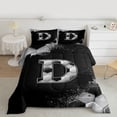 thumbnail image 2 of Castle Fairy Letter Monogrammed D Boy Girl Bedding Comforter Set 2pcs,Geometric Honeycomb Twin Comforter Sets Microfiber,Graffiti Splash Breathable Bedding Set,Lightweight Room Decor,Reversible, 2 of 8
