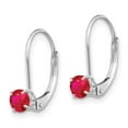 thumbnail image 2 of 14k White Gold 4mm Round July/Ruby Leverback Earrings XBE271, 2 of 4