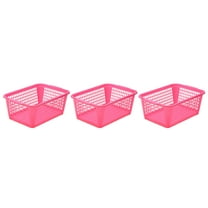 YBM Home Large Plastic Storage Basket (3 Pack), Pink 15 L x 10 W x 6 H