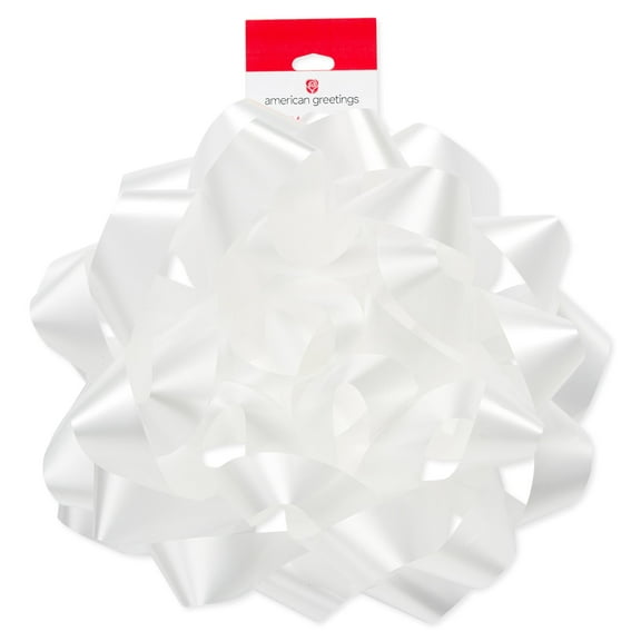 American Greetings 4.25 in. Giant White Confetti Gift Bow for Christmas, Birthdays, All Occasions (1-Count)