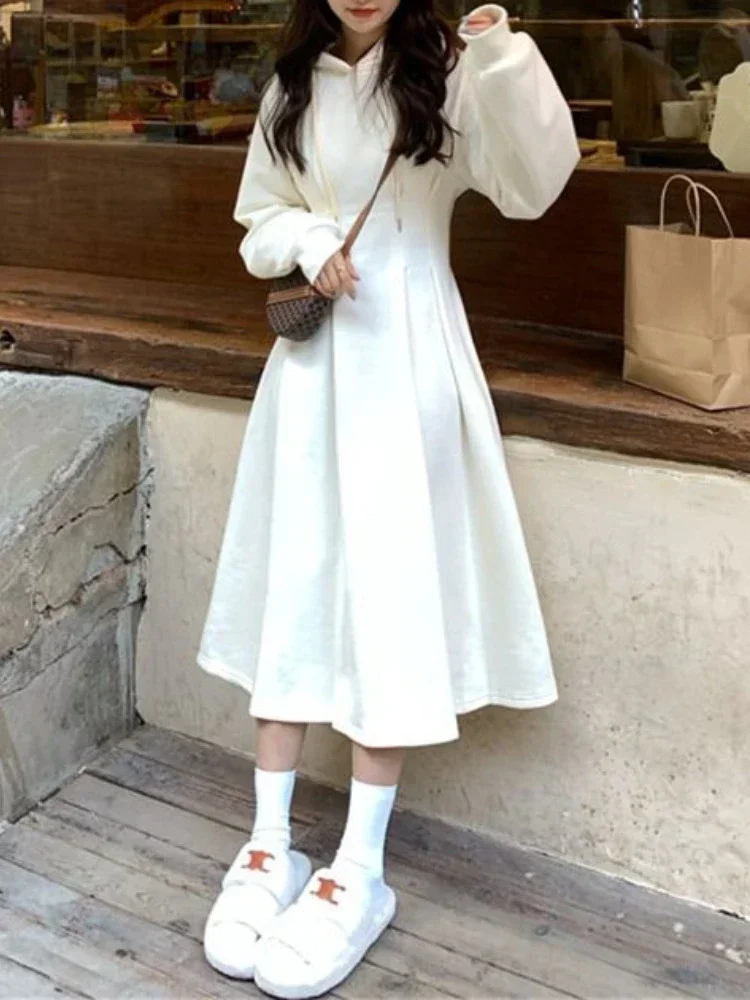 Korean Casual Hooded Dress Women Kpop Streetwear School