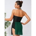 thumbnail image 6 of iiniim Women's Figure Ice Skating Dress Shiny Rhinestones Halter Lyrical Ballet Dancewear Dark Green M, 6 of 7