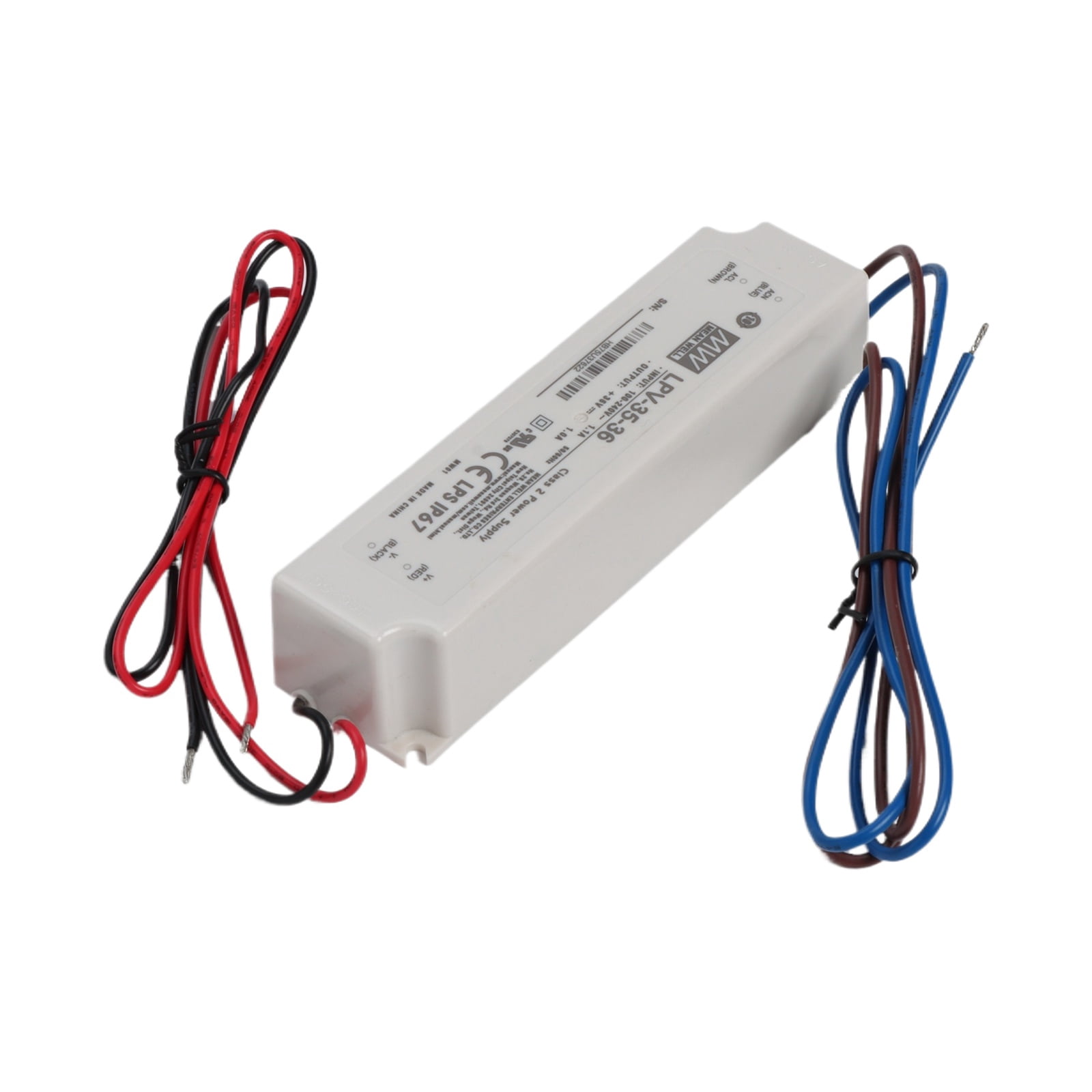 Feedannce  36V 1A 36W IP67 LED Driver, DIN Rail Mountable for Outdoor Lighting MEAN WELL LPV-35-36