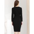 thumbnail image 4 of Vestido ceñido al cuerpo Allegra K cuello redondo manga 3/4 Peplum Negro L, 4 of 6