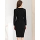 thumbnail image 4 of Vestido ceñido al cuerpo Allegra K cuello redondo manga 3/4 Peplum Negro L, 4 of 6