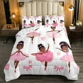 thumbnail image 2 of Erosebridal Black Ballet Comforter Set King Pink Princess Bedding Set Cute American African Comforter Sets,Kawaii Love Heart Bed Set Reversible Colorful Stars Print, 2 of 6