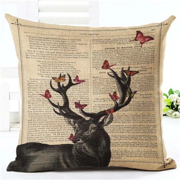 Funda de almohada de lino personalizada, cubierta de cojín de ciervo geométrico, estilo nórdico, decoración para el hogar, 24 estilos, envío directo, nuevo
