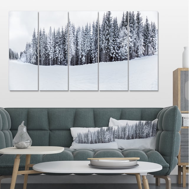 Impression sur Toile Paysage Montagnes Enneigées Noir et Blanc