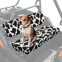 FKELYI Black Cow Print Mule Bench Seat Cover 2 Pcs Set Dustproof UTV Seat Cover Compatible with Kawasaki Mule 600/610 Anti-Scratch Seats Protector Decor