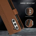thumbnail image 7 of ELEHOLD  Case for Samsung Galaxy Z Fold 7, Premium Faux Leather Wallet Phone Case with Hand Strap, Raised Edge Protection & Magnetic Buckle,Brown, 7 of 7