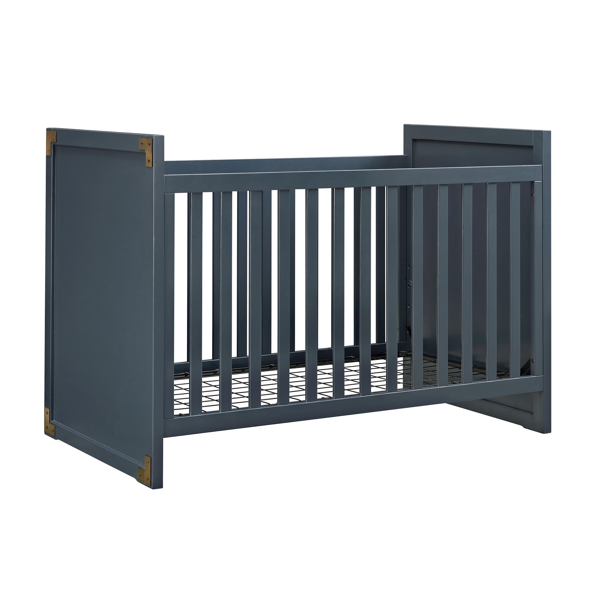 Baby Relax Miles 2-in-1 Convertible Crib for Nursery, Graphite Blue