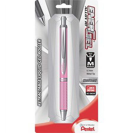 Pentel EnerGel Alloy Retractable Gel Pens - Medium Pen Point - 0.7 mm Pen Point Size - Refillable - Retractable - Black Gel-based Ink - Metallic Pink Aluminum Alloy Barrel - Stainl | Bundle of 5