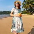 thumbnail image 4 of Naloa Celestial Cat And Flowers Print Womens Summer A-Line Dress with Pockets,Short Sleeve Dresses,Flowy Beach Swing Dress for Vacation Travel, 4 of 6
