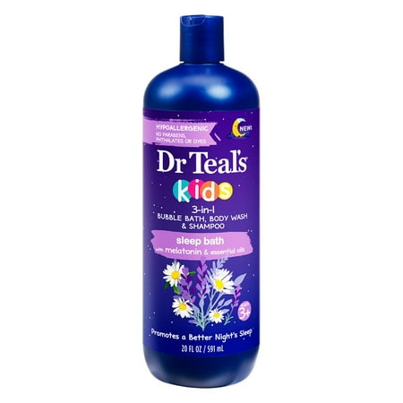 Dr Teal`s Kids 3-in-1 BCA3 Bubble Bath, Body Wash & Shampoo Sleep Bath (1) 20 Fluid Ounce Bottle