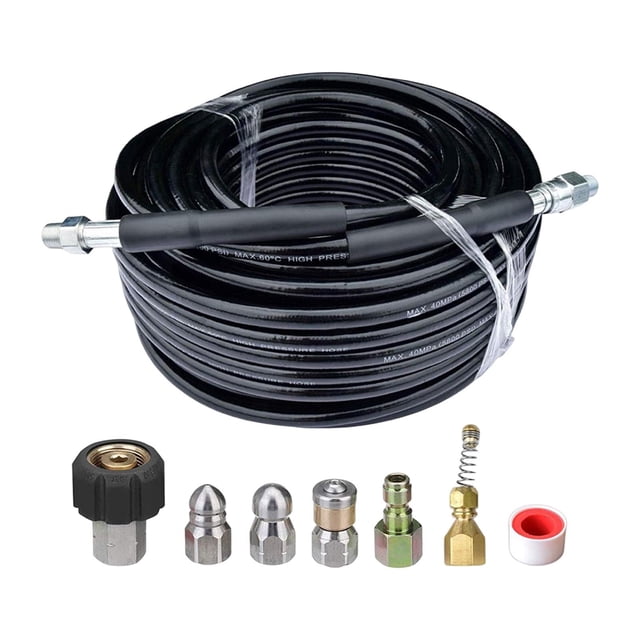 Manguera de extensión para lavadora de alta presión Limpiador de tuberías con conector rápido Fácil de usar 1/4 pulg. Nariz de botón Juego de tubería