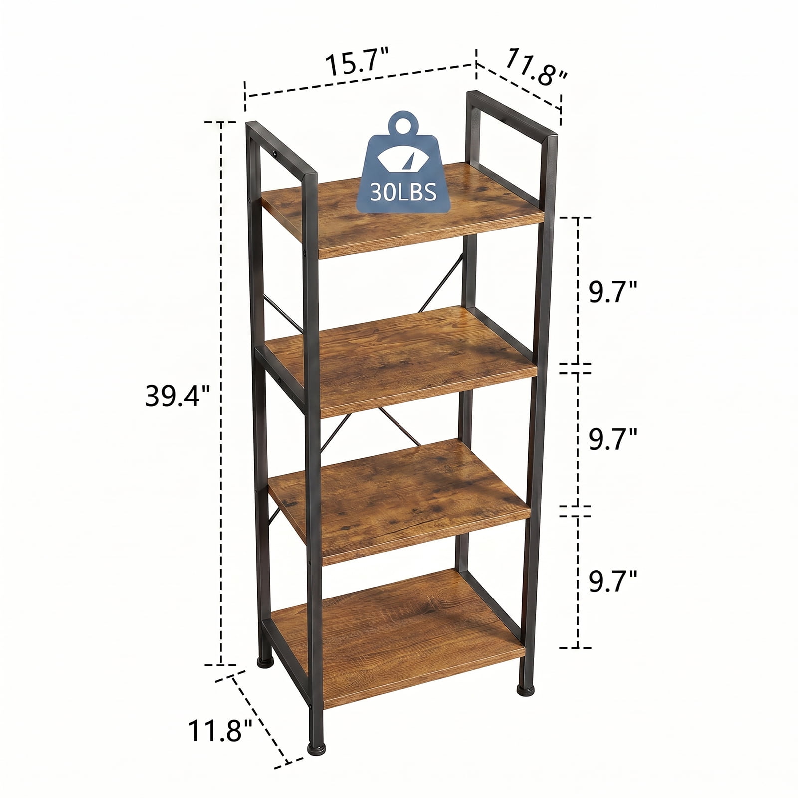 Alvantor 3/4-Tier Industrial Bookshelf, Narrow Storage Rack classical-style shelves for living rooms, homes, and offices