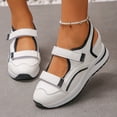 thumbnail image 2 of Rokment Womens Orthopedic Platform Wedge Walking Sandals Spring Summer Fall Comfortable Casual Leather Color Block Closed Toe Running Fashion Sneakers Beach Mary Jane Dress Shoes White Size 7.5, 2 of 6