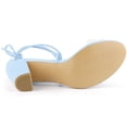 thumbnail image 3 of BLISSFUL STEP Women's Shoes Clear Strap Lace Up Open Toe Chunky Heel Dress Sandals Blue 7.5, 3 of 7