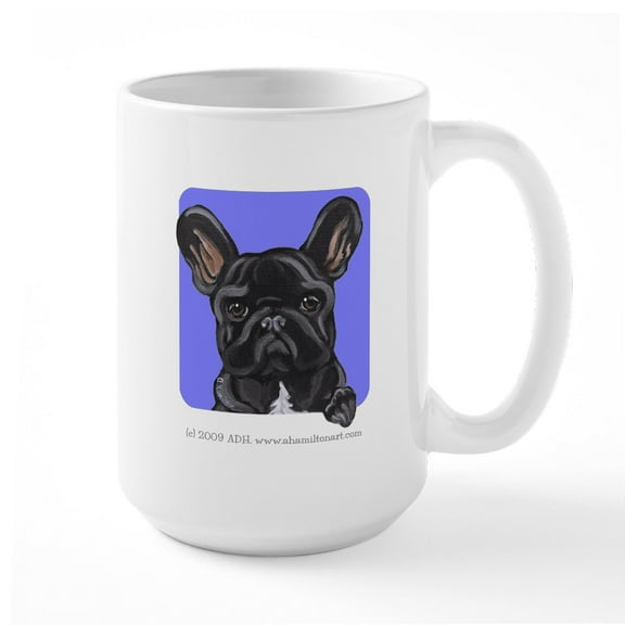 CafePress - Black French Bulldog Lover Large Mug - 15 oz Ceramic Large White Novelty Mug
