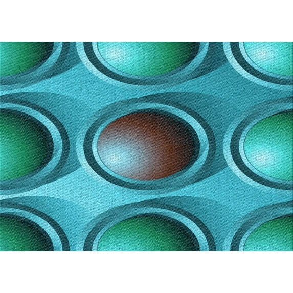 Ahgly Company Indoor Rectangle Patterned Teal Green Area Rugs, 2' x 5'