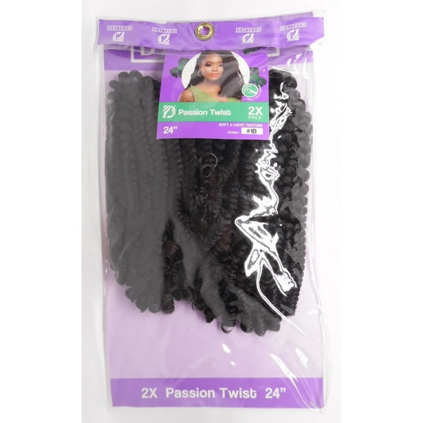 Darling 2X Passion Twist Color 1B, 24" Black Hair Extensions, 2X Pack