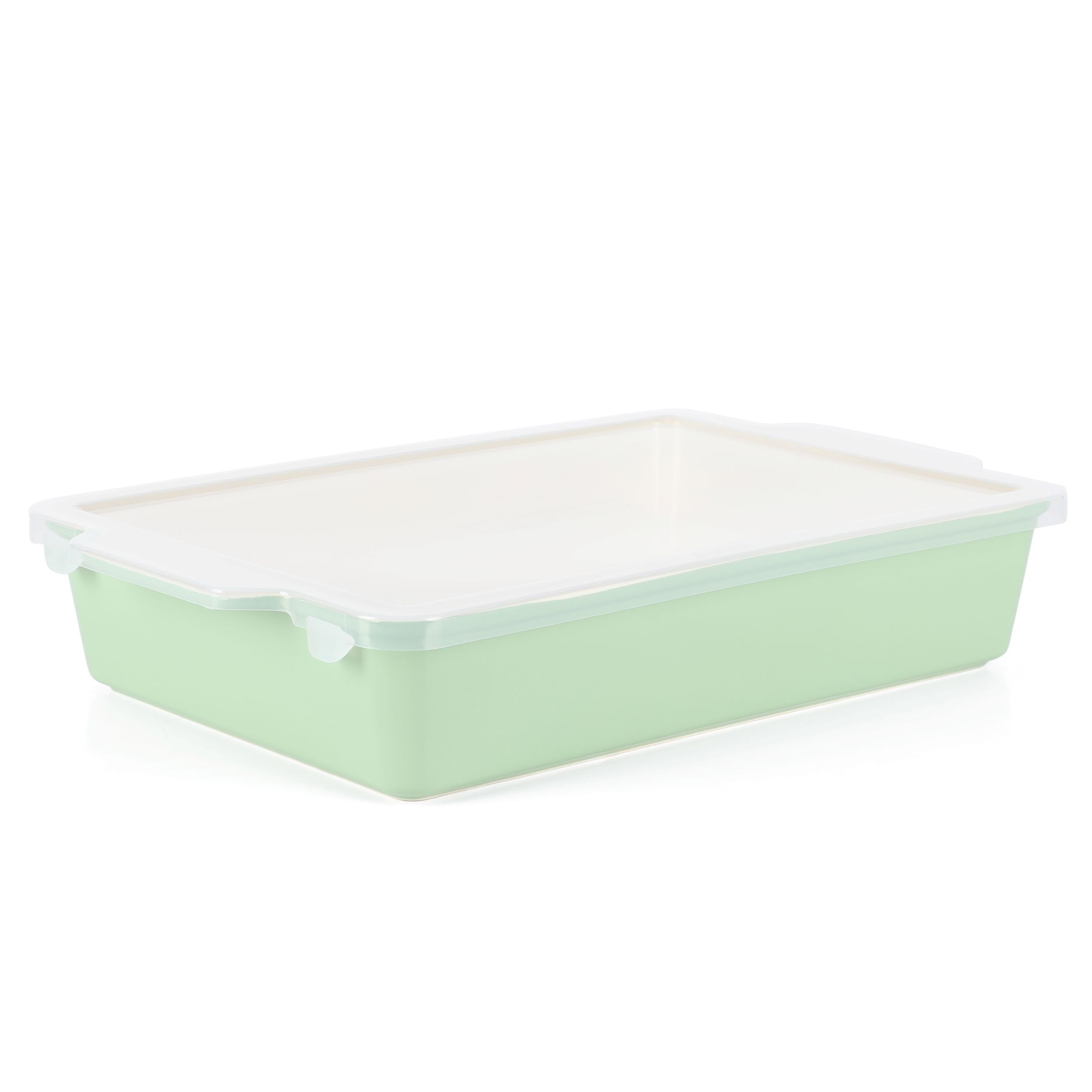 Martha Stewart Everyday Tilden 9"x12" Stoneware Casserole Baking Dish with Lid, Sage Green