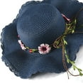 thumbnail image 5 of LEORX 1Pack Handmade Hat Wide Brim Floppy Straw Hat Navy Adjustable Drawstring for Women Party, 5 of 8