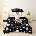 thumbnail image 2 of Homewish Halloween Skull Bats Twin Duvet Cover,Moon Stars Twin Bedding,Black White,Black Reversible,2pcs,1 Duvet Cover and 1 Pillowcase, 2 of 6