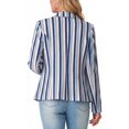 thumbnail image 6 of JWD Women's Single-Button Tailored Blazer Jacket – Notch Lapel, Lightweight Suit Coat Blue Vertical Sp 18, 6 of 7