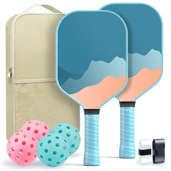 Blue Lightweight 2-Pack Pickleball Paddles Set with Balls and Accessories