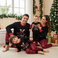 thumbnail image 4 of Family Matching Christmas Pajamas Set Antlers Letter Tops Plaid Pants Holiday Pajamas Sleepwear, 4 of 7