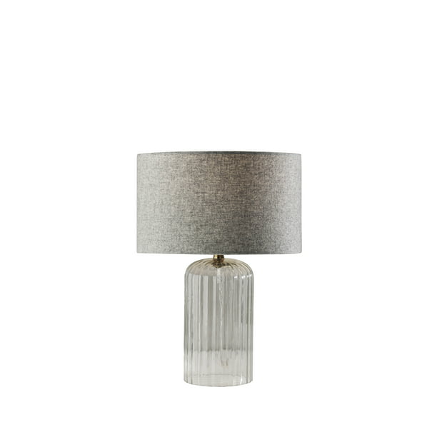Simplee Adesso Carrie Small Table Lamp, Grey Fabric Lamp Shades Nz