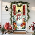 thumbnail image 5 of Uutvery 3D Christmas Door Cover, Front Door Hanging Decor with Snowman Santa Claus Tree, Holiday Party Backdrop Banner, Reusable Xmas Door Cover for Indoor Outdoor, 70.87x35.43 inches, 5 of 6