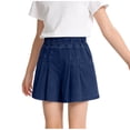 thumbnail image 4 of Miluxas Pleated Jean Shorts for Girl Elastic High Waisted Loose Flare Wide Leg Summer Beach Denim Shorts Dark Blue 2-3Years, 4 of 8
