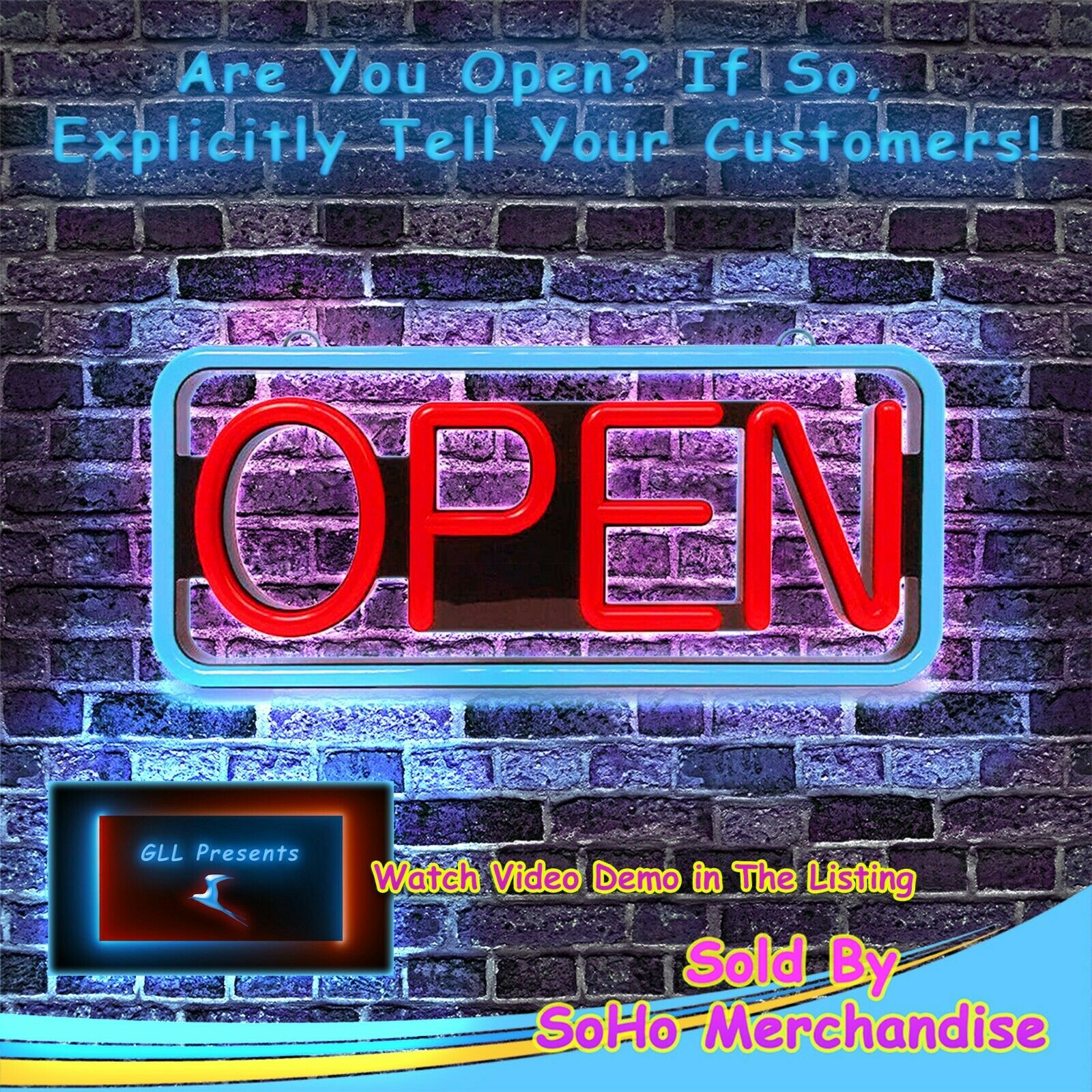 LED Open Sign Neon Style Large Ultra Bright Neon Open Sign LED w/ Key Fob  Remote Control for Stores Animated Flashing Business Window Open Signs,  Shop Light (21