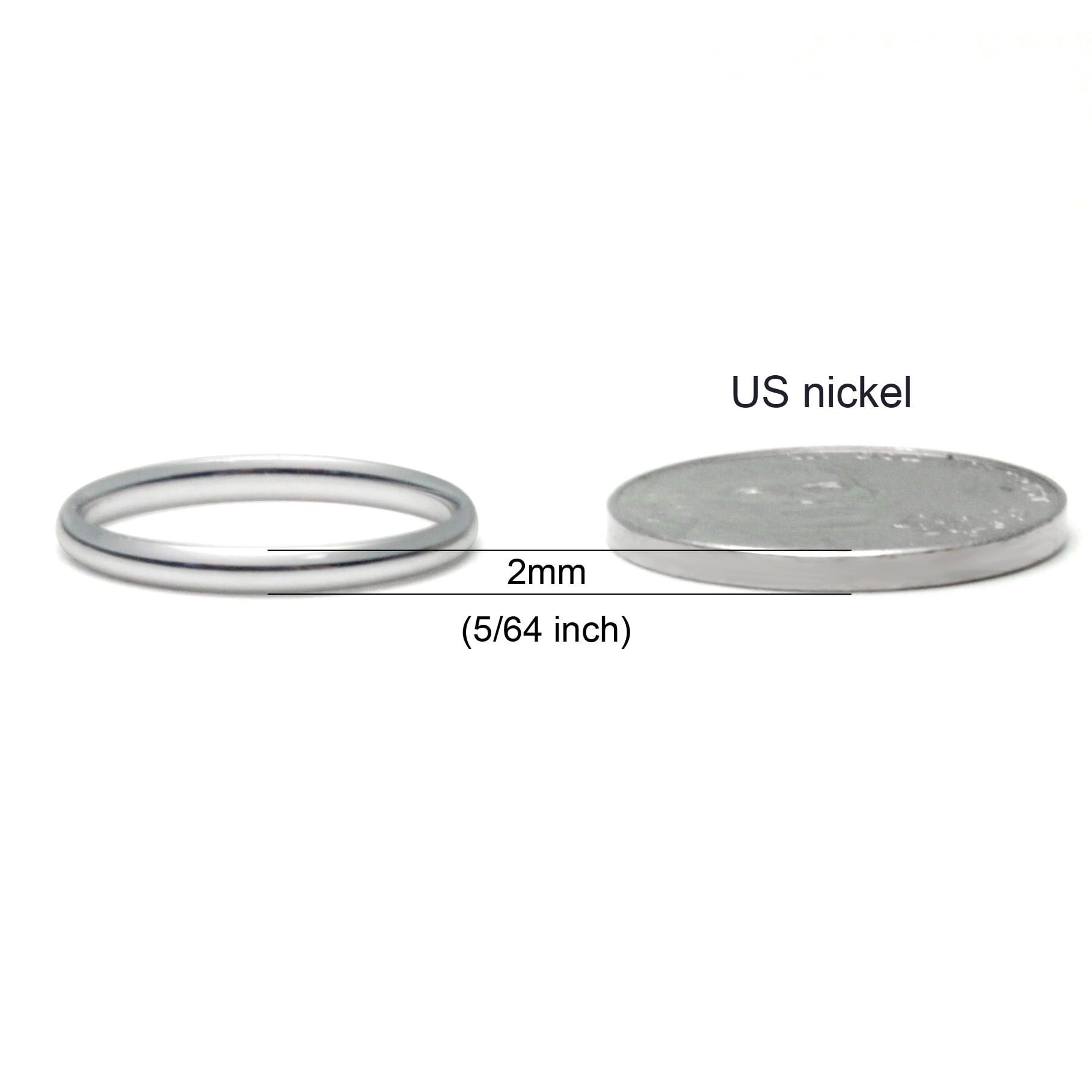 Sz 7.0 Solid 10K White Gold 2MM Round Dome Comfort Fit Wedding Band Ring