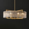 thumbnail image 3 of 26 in. Gold Modern Drum Crystal Chandelier 6-Light Glam Dimmable Pendant Light Kitchen Island with Frosted Glass for Dining Room Chandelier, 3 of 5