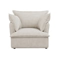thumbnail image 3 of Chenille Armchair In Beige, Apartment Seat. Plastic Leg Material, Polypropylene Fiber Fill, Easy Clean Fabric, 38"l X 37.4"w 32.21"h Modern Beige Armchair, Living Room Soft Wood Construction,, 3 of 6