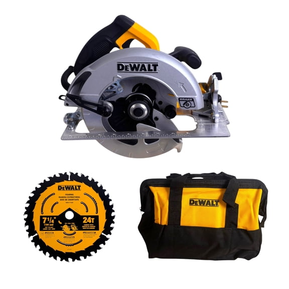 DEWALT 15 Amp 7-1/4 in Lightweight Circular Saw (DWE575SB) – 5,200 RPM, Electric Brake, Aluminum Base, Carrying Bag Included