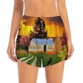 thumbnail image 2 of Picia Fall Village Scenery Pattern Women's 2 in 1 Athletic Running Shorts High Waisted Workout Casual Gym Sweat Shorts with Comfy Liner Zipper Pockets-X-Large, 2 of 9