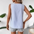 thumbnail image 4 of ClodeEU Women's Asymmetrical Neck Sleeveless Tank Top,Button Decor Summer Casual Loose Fit Blouse Blue,Womens Plus M, 4 of 5