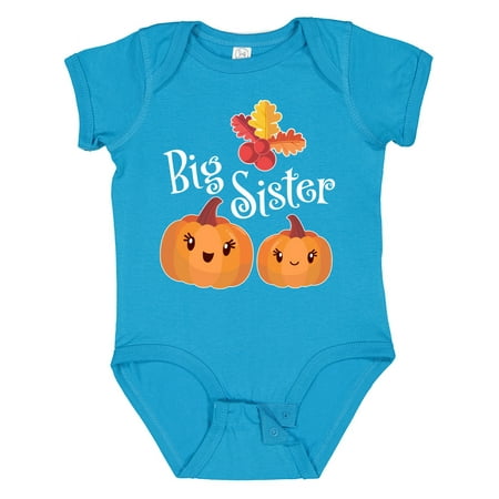 

Inktastic Big Sister Pumpkins with Fall Leaves Gift Baby Girl Bodysuit