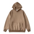 thumbnail image 5 of Zylarhe Mens Autumn And Winter Suede Hooded Pullover Solid Color Long Sleeve Sweater Top Winter Zip up Hoodie Men, 5 of 9