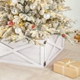 thumbnail image 6 of Christmas Tree Collar Washed White Wooden Tree Collar Tree Stand Cover Christmas Tree Skirt Collar 22 L, 6 of 9