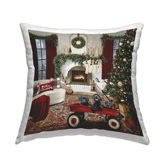 Stupell Industries Christmas Hearth Lounge Decorative Printed Throw Pillow, 18 x 18