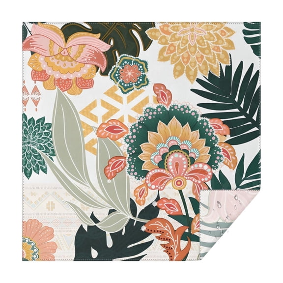 Tropical Pioneer Flower Pattern Square Tablecloth,Waterproof Square Table Cover,Wipeable Spillproof Washable Table Cover for Home Kitchen Party Decor 42"X42"(107x107cm)